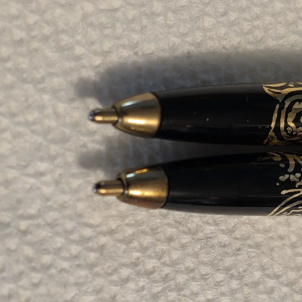 Vintage Chanel No 5 Arpege 14 KT Gold Filigree Perfumed Ballpoint Pen Set 2 Pc